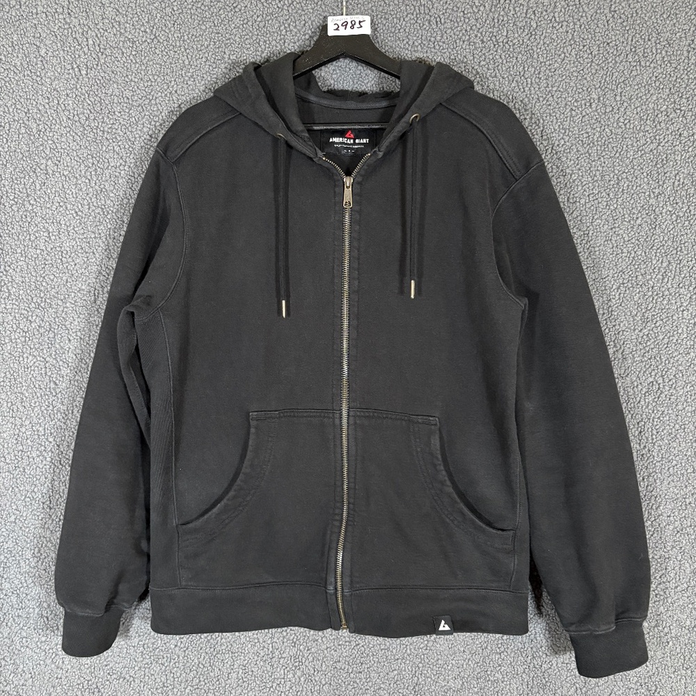 American Giant Relaxed Fit Heavyweight Full Zip Hoodie - Men's Size S - Black
